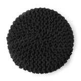 REDEARTH · Cylindrical Hand Knitted Pouf - Foot Stool Ottoman - Cord Boho Pouffe - Cotton Round Poof for Home Decor, Kids, Living Room, Bedroom, Nursery, Patio, Lounge (16"x16"x16", Black), Set of 2