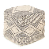 REDEARTH · Tufted Pouf Ottoman with Filler Textured Storage Cube Bean Bag Pouffe Footrest for Living Room, Bedroom, Nursery, Kidsroom; 100% Cotton (17.5"X17.5"X17.5", Cube Diamond Medley Gray)