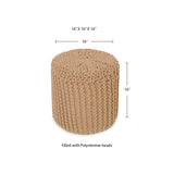 REDEARTH · Cylindrical Hand Knitted Pouf - Foot Stool Ottoman - Cord Boho Pouffe - Cotton Round Poof for Home Decor - Living Room - Nursery - Bedroom - Patio (16" x 16" x 16") - Beige, Set of 2