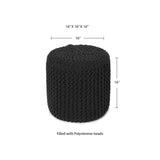 REDEARTH · Cylindrical Hand Knitted Pouf - Foot Stool Ottoman - Cord Boho Pouffe - Cotton Round Poof for Home Decor, Kids, Living Room, Bedroom, Nursery, Patio, Lounge (16"x16"x16", Black), Set of 2