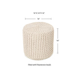 REDEARTH · Cylindrical Hand Knitted Pouf - Foot Stool Ottoman - Cord Boho Pouffe - Cotton Round Poof for Home Decor - Living Room - Nursery - Bedroom - Patio (16" x 16" x 16") - Ivory, Set of 2