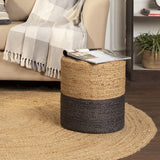 REDEARTH Cylindrical Pouf Foot Stool Ottoman - Jute Braided Pouffe Poof Accent Sitting Footrest for The Living Room, Bedroom, Nursery, Patio, Lounge & Other Rooms (14.5”x14.5”x16”; Natural Gray)