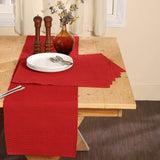 REDEARTH Christmas Table Runner-Ribbed Table Runner for Thanksgiving Fall Woven Table Linen for Square, Round, Rectangle Dining Table, Coffee Table, Console, Dresser; 100% Cotton (14x72"; Deep Red)