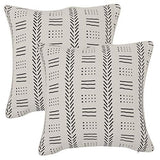 REDEARTH Printed Throw Pillow Cushion Covers-Woven Decorative Farmhouse Cases Set for Couch, Sofa, Bed, Chair, Dining, Patio, Outdoor, car; 100% Cotton (18x18; Natural) Pack of 2