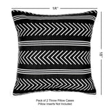 REDEARTH Printed Throw Pillow Cushion Covers-Woven Decorative Farmhouse Cases Set for Couch, Sofa, Bed, Farmhouse, Chair, Dining, Patio, Outdoor, car; 100% Cotton (18x18; Black) Pack of 2